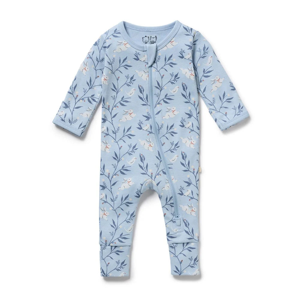 Bunny Whistle Organic Zip Suit w/ feet