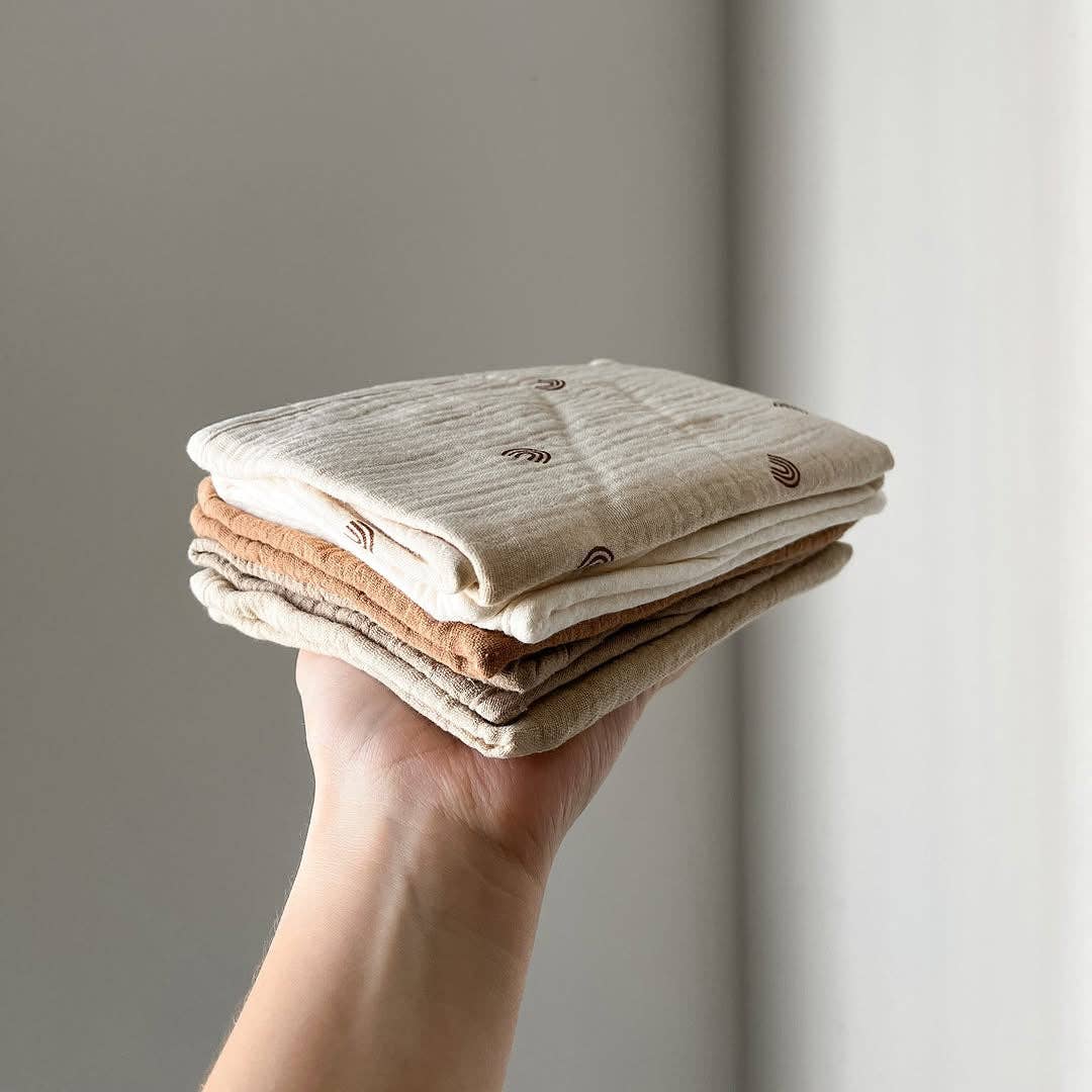 Organic Muslin Burp Cloths - Dusty Dunes 5 Pack