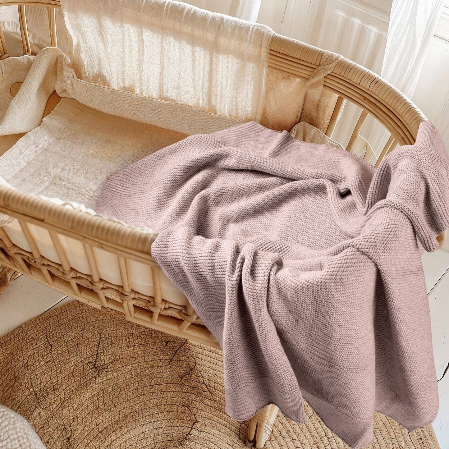 Cotton Classic Knit Baby Blanket - Blossom