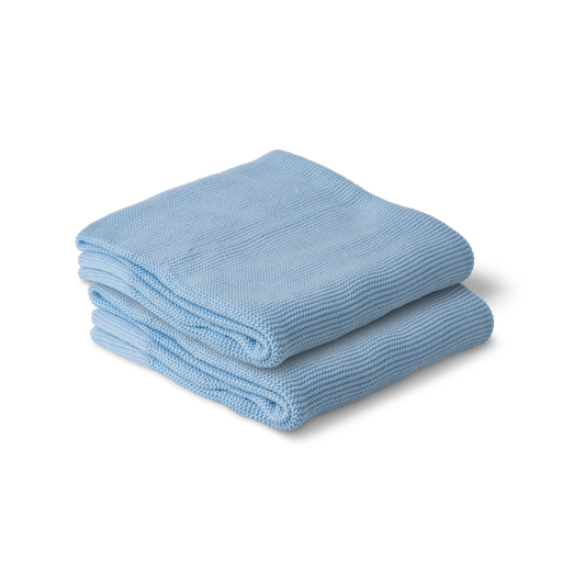 Cotton Classic Knit Baby Blanket - Baby Blue