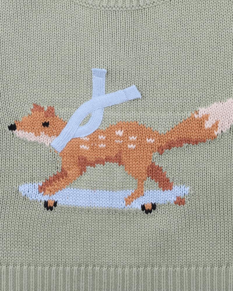 Nevada Skating Fox Knitted Jumper - Green