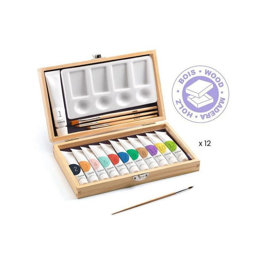 Wooden Artist Box - 12 Gouaches