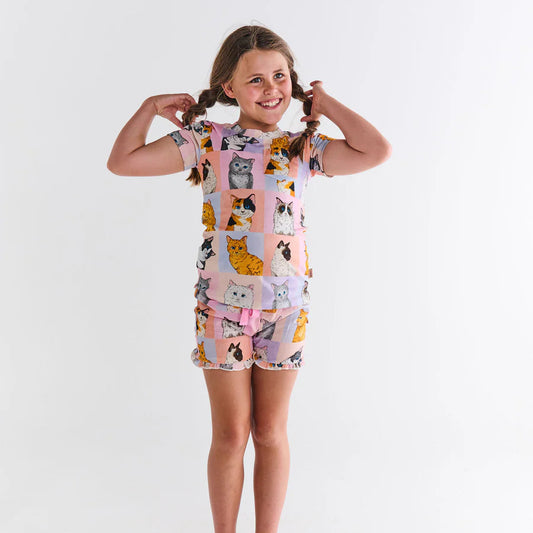 Kitty Cat Kids Organic Cotton Short Sleeve Tee & Frill Short Pj Set
