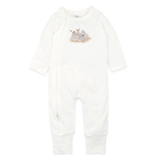 Australiana Organic Koala Long Sleeve Zipsuit- Cloud