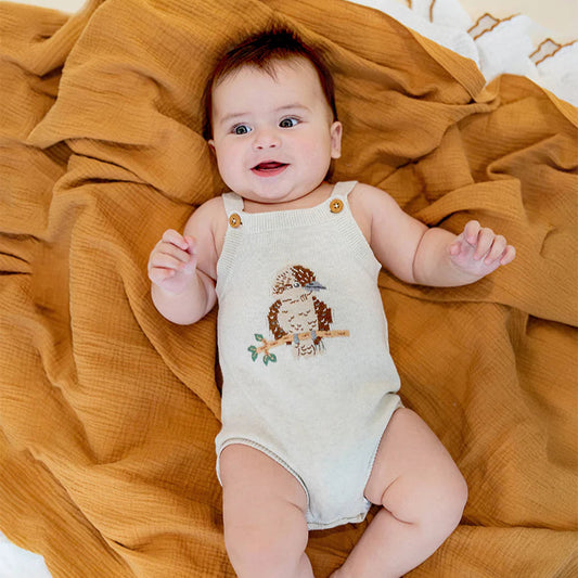 Australiana Organic Kookaburra Knit Bodysuit- Cream Marl
