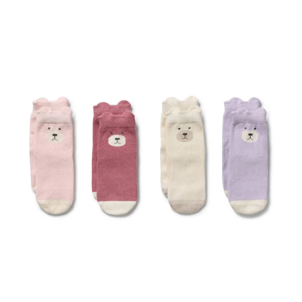 4 Pack Organic Baby Socks - Plum, Strawberry Cream, Lilac, Buttermilk