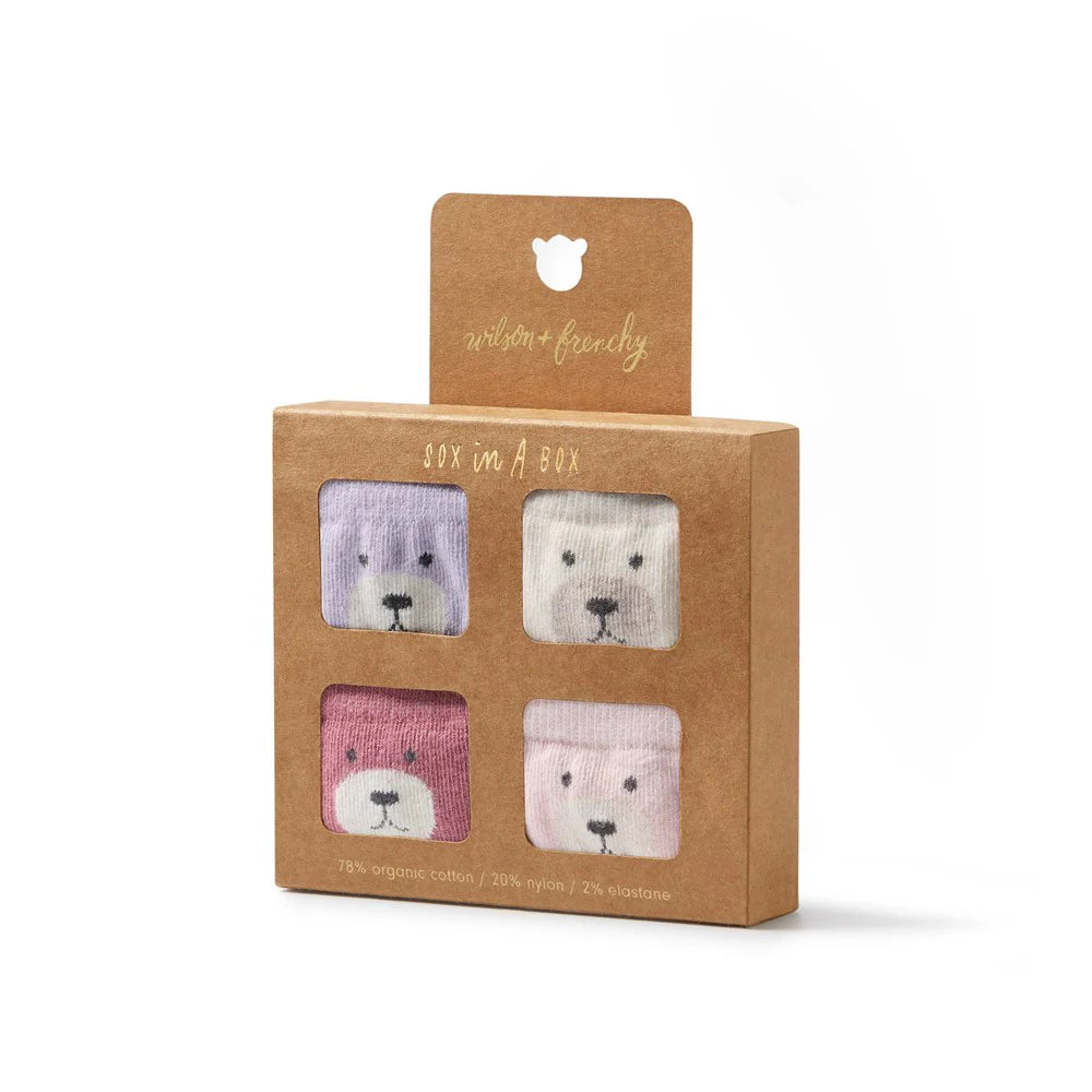 4 Pack Organic Baby Socks - Plum, Strawberry Cream, Lilac, Buttermilk