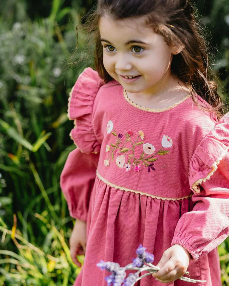 Wild Horses Embroidered Cord Dress