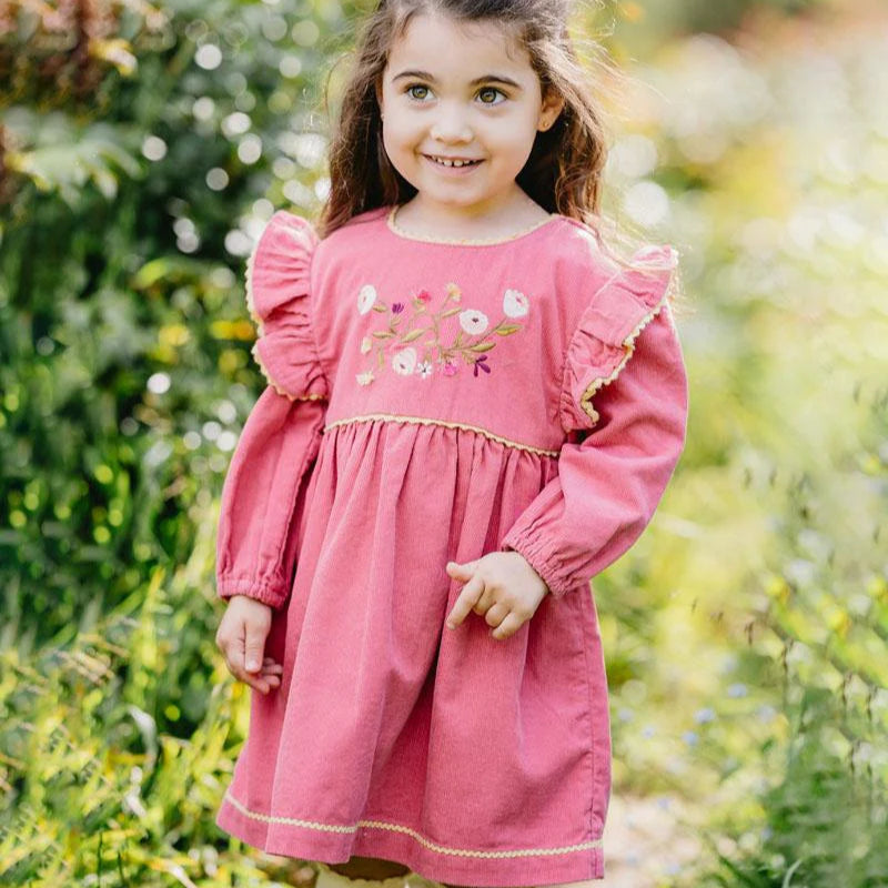 Wild Horses Embroidered Cord Dress
