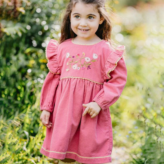 Wild Horses Embroidered Cord Dress